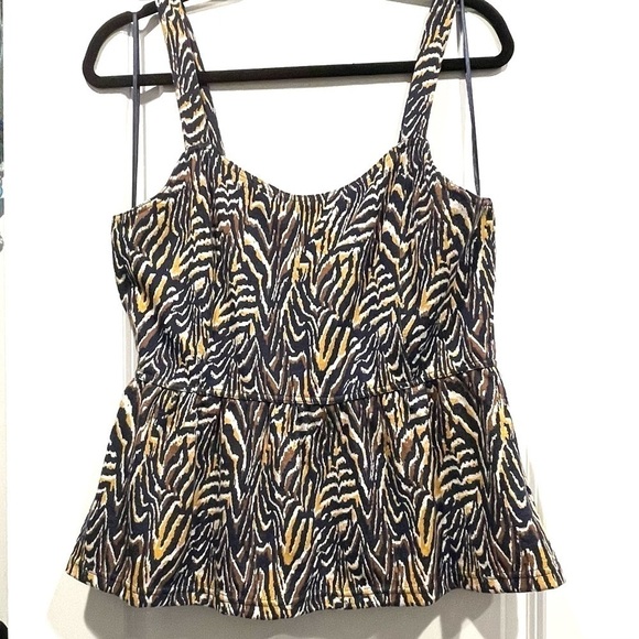 Anthro Navy Jaime Zebra Print Peplum Top - Picture 8 of 9